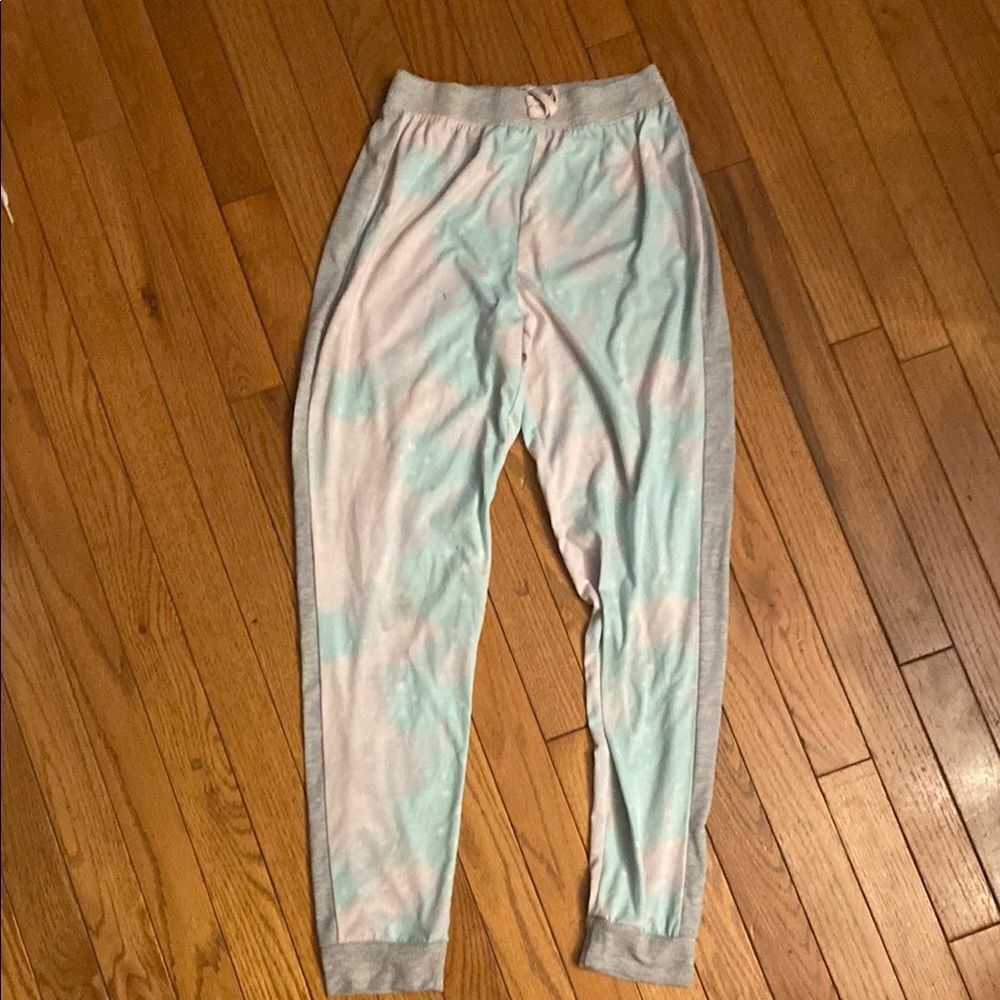 Soft Blue and Gray Pajama Bottoms with Tapered Design